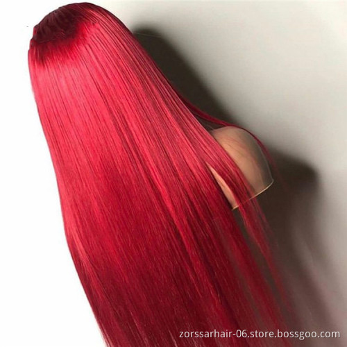Wholesale human pre plucked 613 hd closure frontal color wigs human hair red wig swiss hd lace front raw indian hair wigs